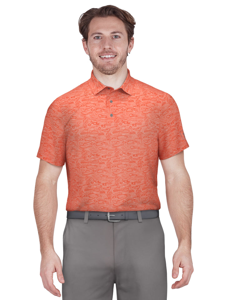 Heather Linear Print Golf Polo (Shell Pink) 
