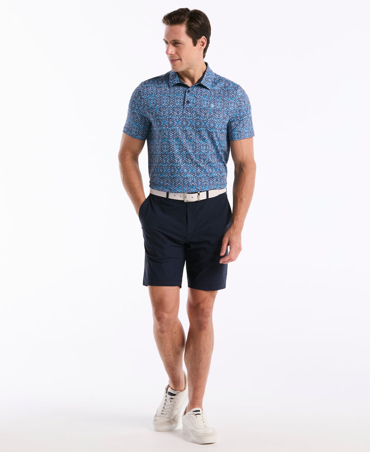 Framed Floral Golf Polo (Black Iris) 