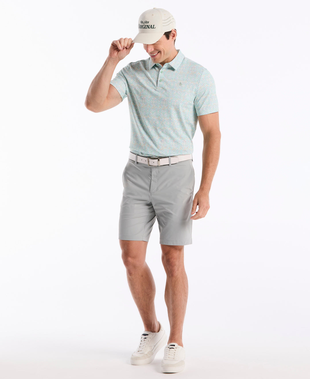 Framed Floral Golf Polo (Lichen) 