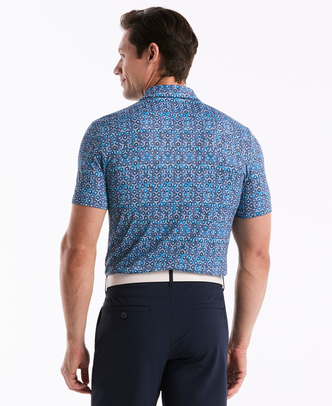 Framed Floral Golf Polo (Black Iris) 