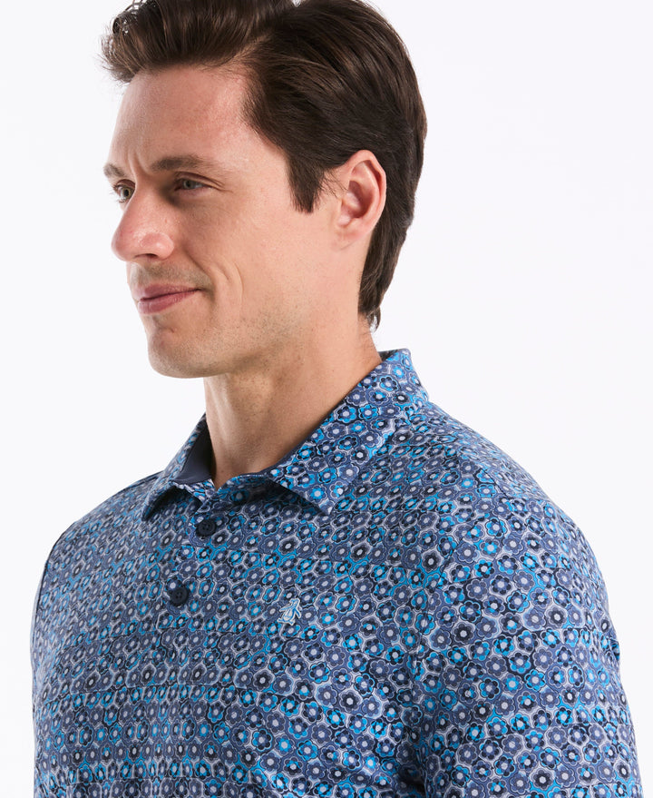 Framed Floral Golf Polo (Black Iris) 