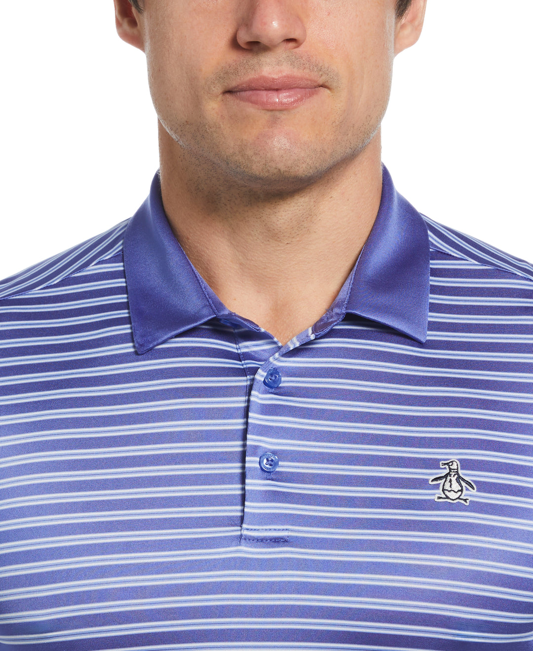 Heritage Stripe Solid Collar Short Sleeve Polo Shirt (Amparo Blue) 