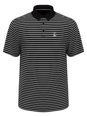 Heritage Stripe Solid Collar Short Sleeve Polo Shirt (Caviar) 