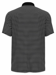 Heritage Stripe Solid Collar Short Sleeve Polo Shirt (Caviar) 