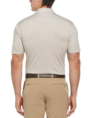 Mens Herringbone Print Polo (Latte) 