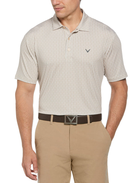 Mens Herringbone Print Polo (Latte) 