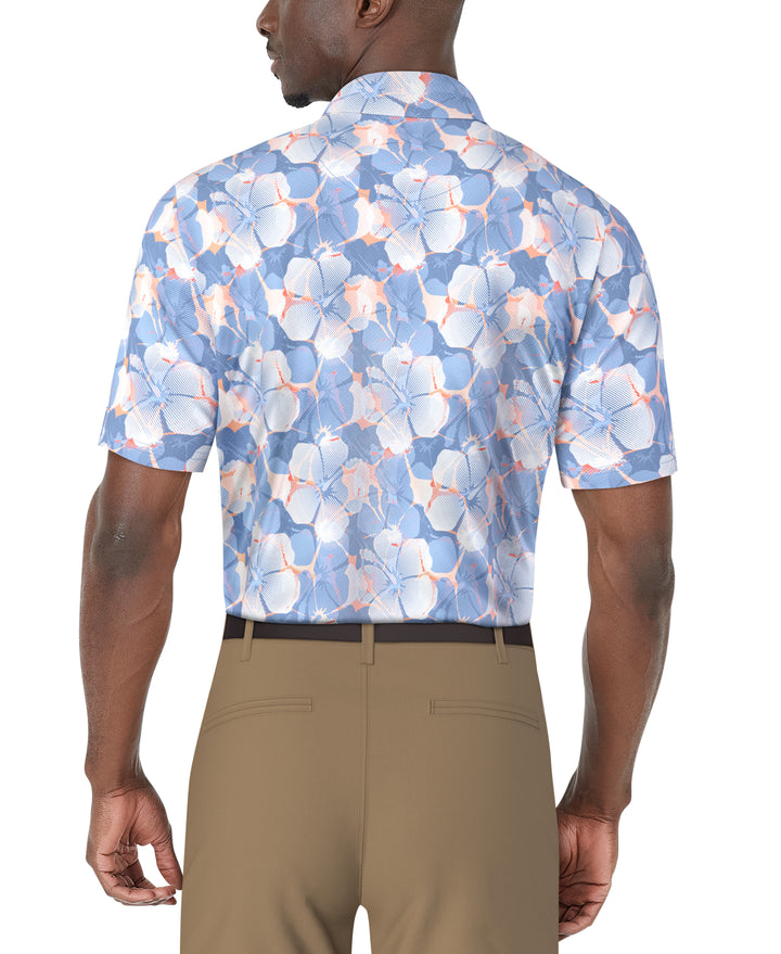 SS Hibiscus Print Polo (Blissful Blue) 