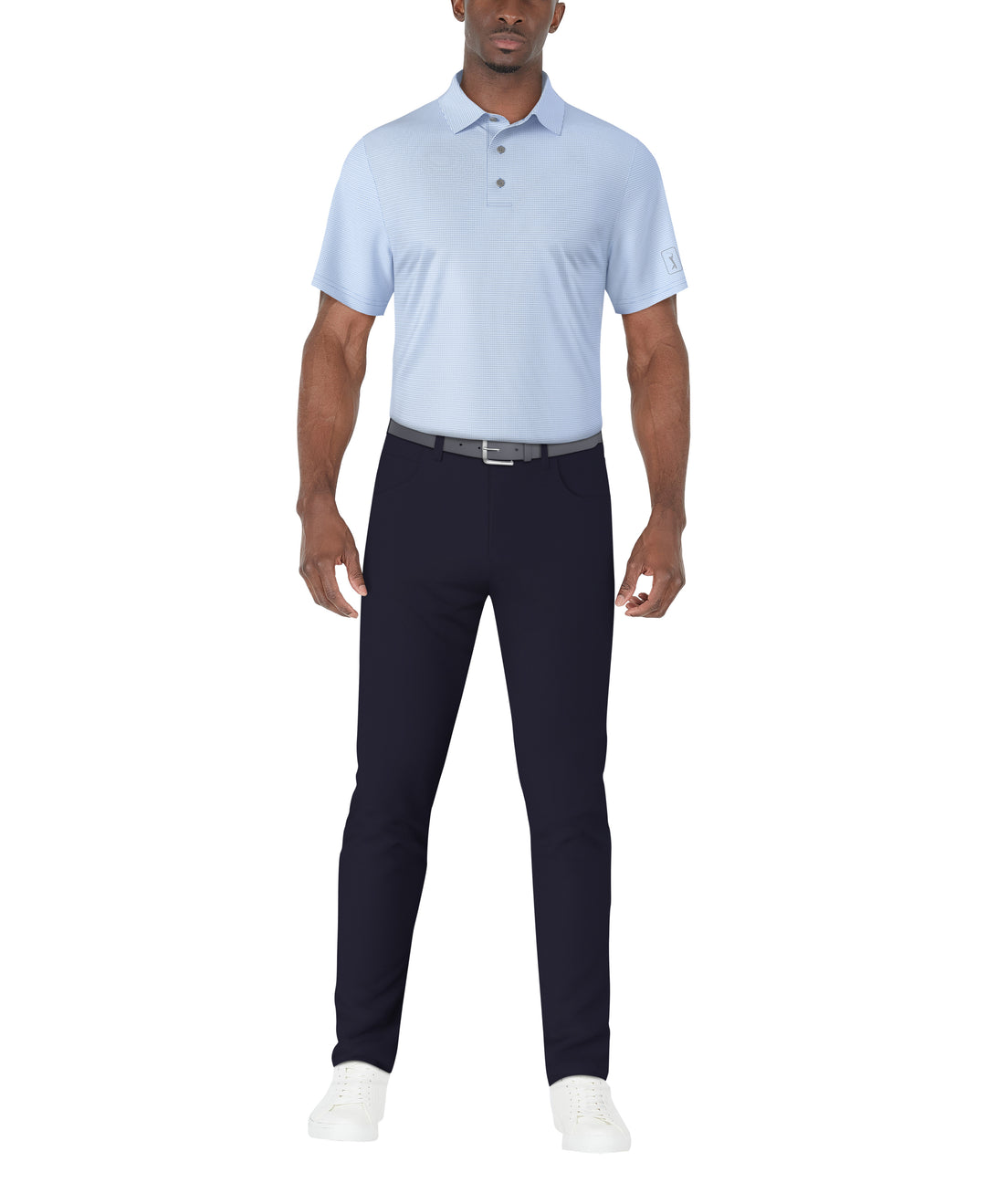 SS Horizontal Print Polo (Blissful Blue) 