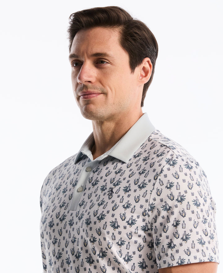 Lemon Drop Print Polo (Bright White) 