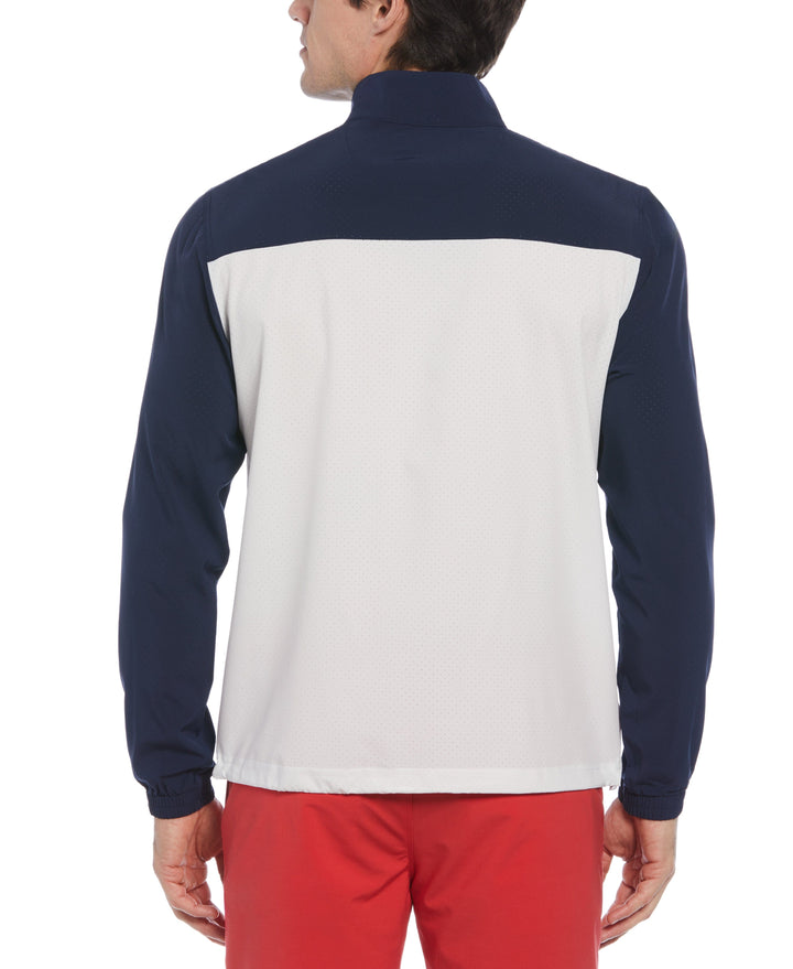 Lightweight 1/4 Zip Color Block Long Sleeve Golf Windbreaker (Black Iris) 