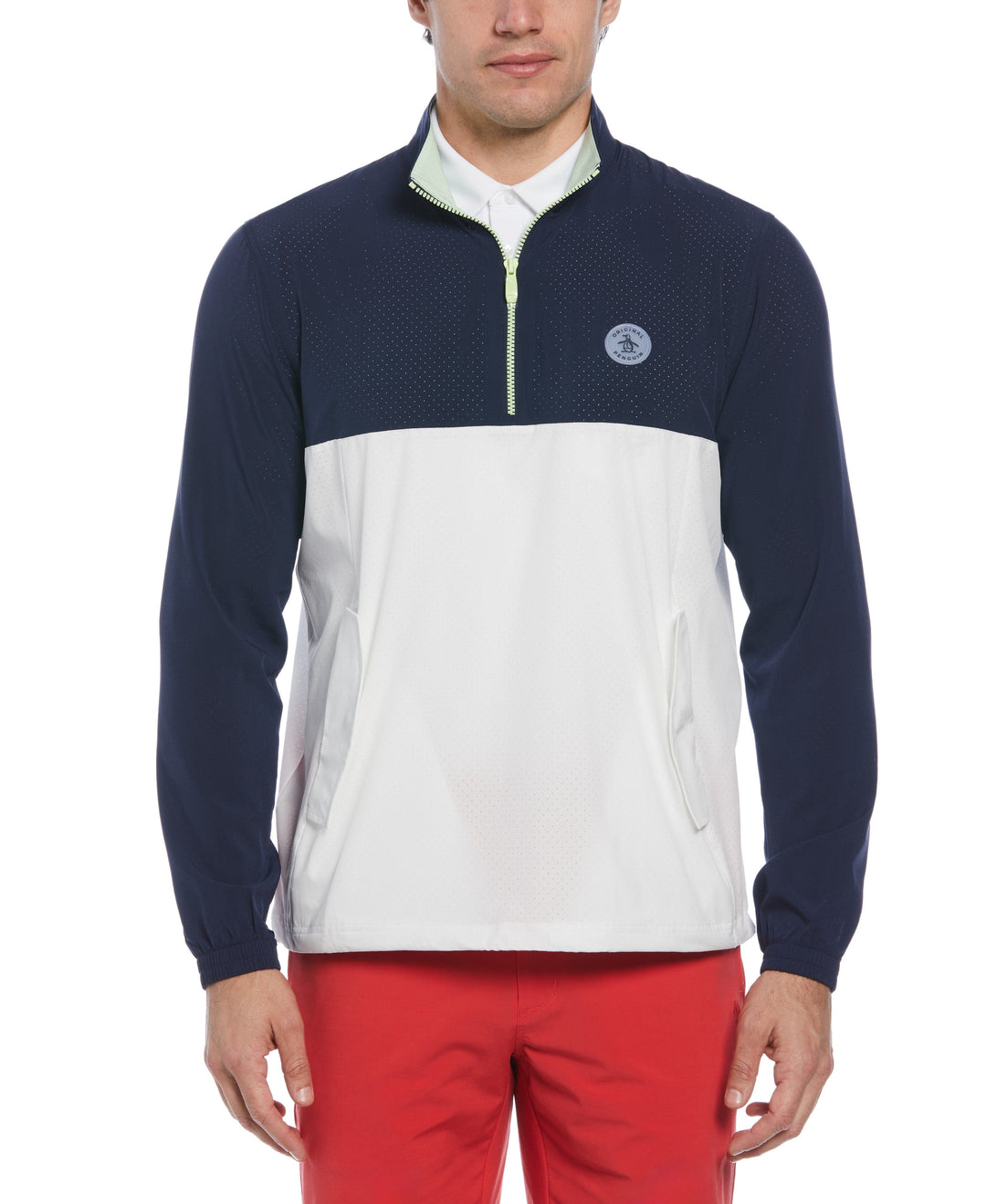 Lightweight 1/4 Zip Color Block Long Sleeve Golf Windbreaker (Black Iris) 