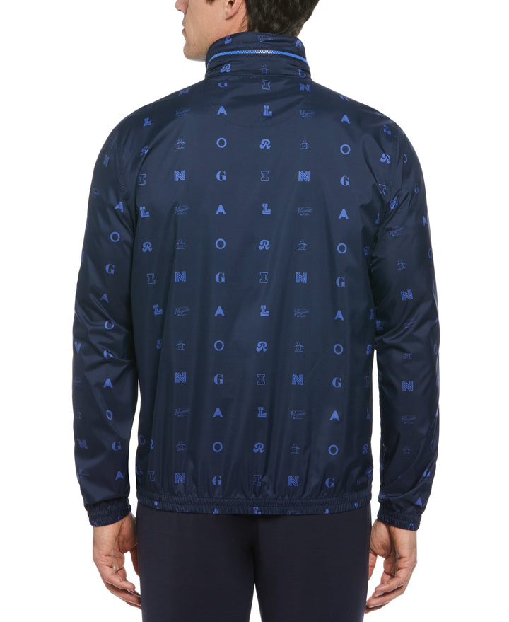 Logo Print Wind Jacket with Hidden Hood (Black Iris) 
