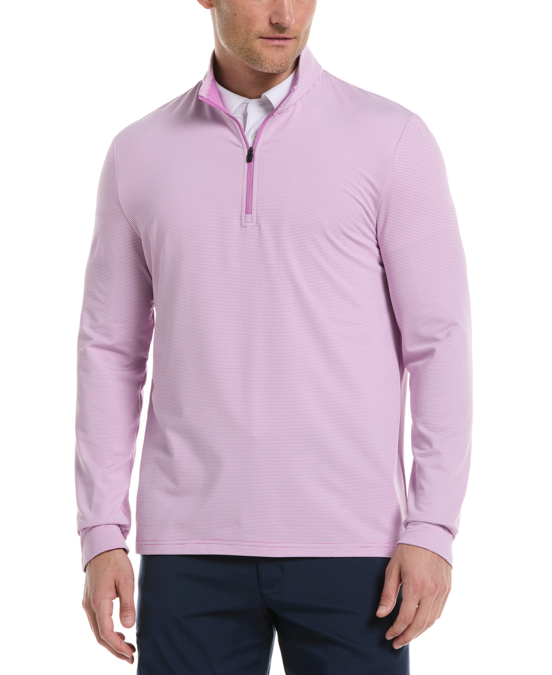 Long Sleeve Feeder Stripe Mock Neck (Iris Orchid) 