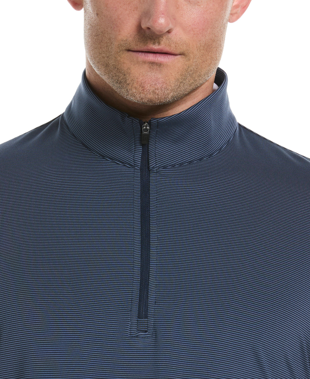 Long Sleeve Feeder Stripe Mock Neck  (Peacoat) 
