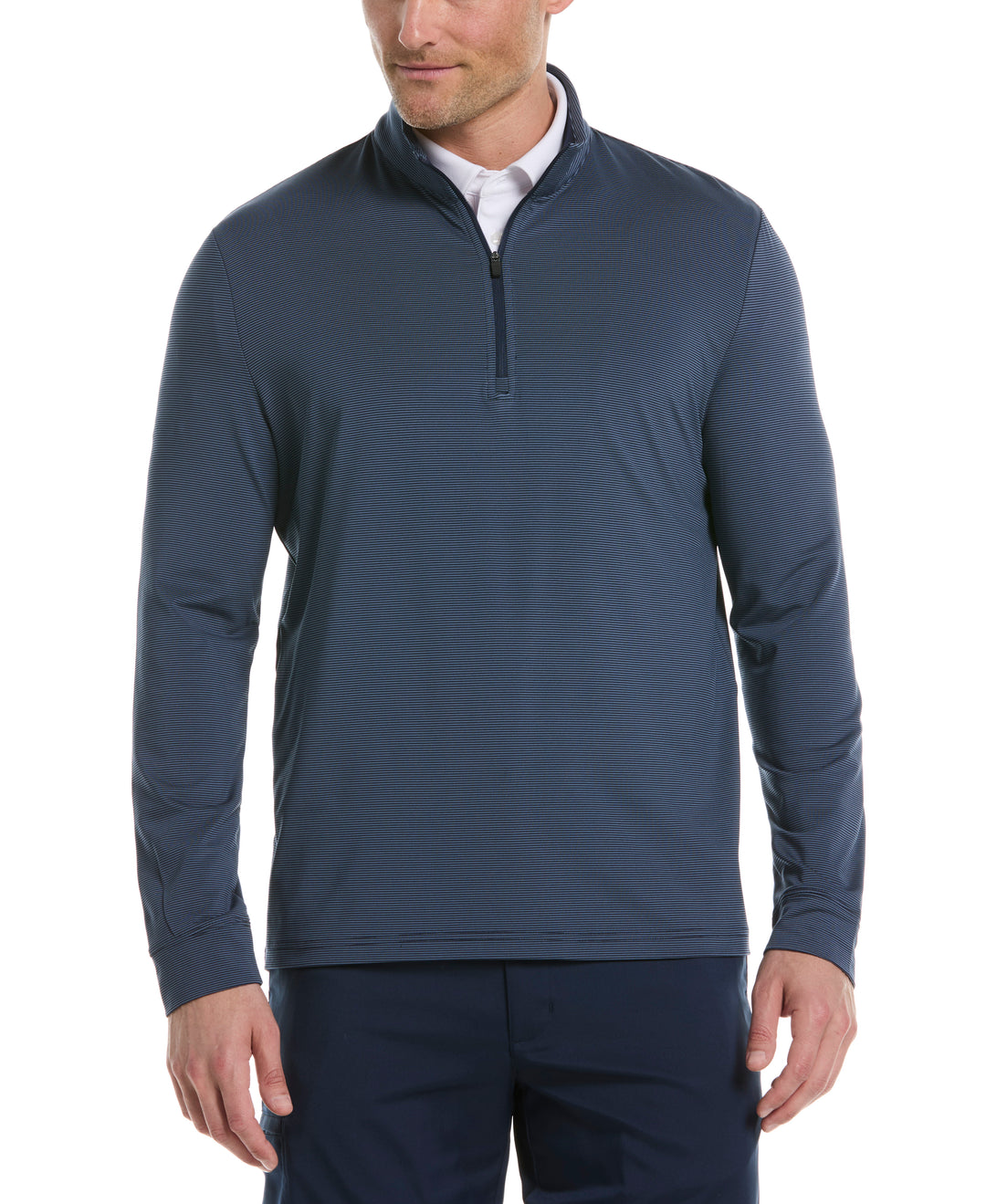 Long Sleeve Feeder Stripe Mock Neck  (Peacoat) 