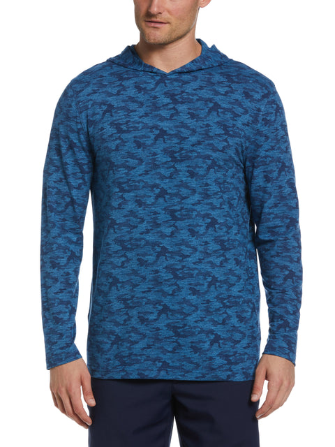 Lux Touch Camo Print Golf Hoodie (Blue Grouper Htr) 