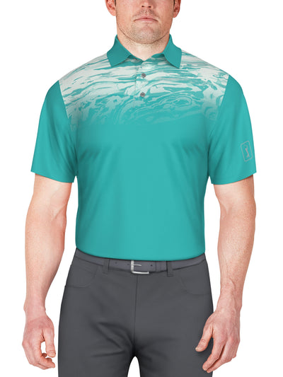 Marble Ombre Print Golf Polo (Scuba Blue) 