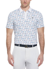 Martini Print Golf Polo Shirt (Bright White) 