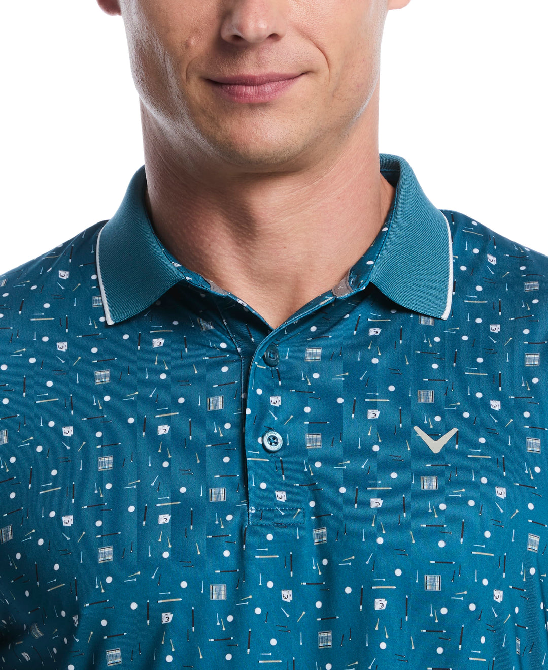 Memento Print Golf Polo (Blue Coral) 