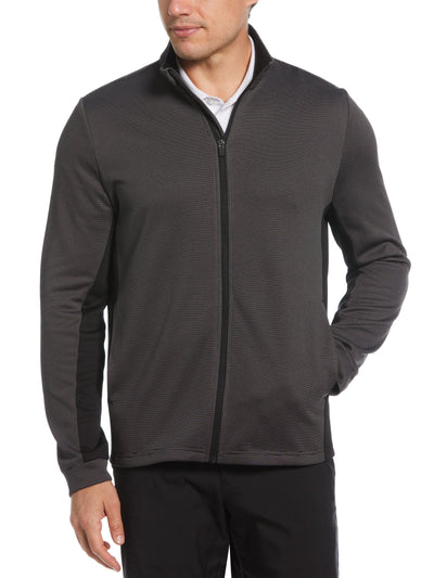 Micro Jacquard Full Zip Golf Jacket (Caviar) 