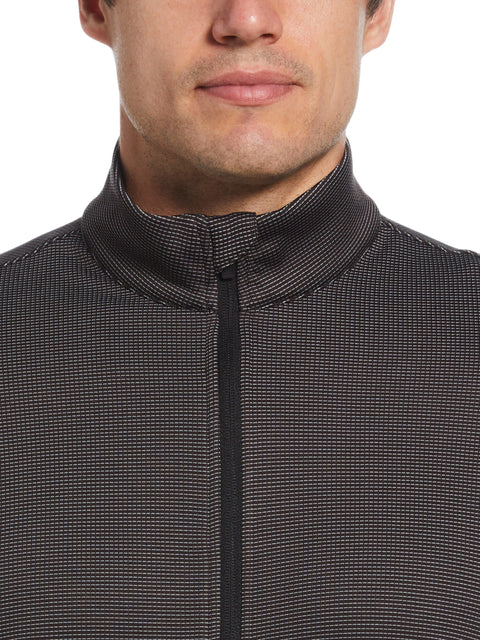 Micro Jacquard Full Zip Golf Jacket (Caviar) 