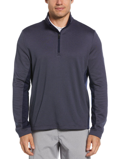 Micro Jacquard Quarter Zip Golf Jacket (Peacoat) 