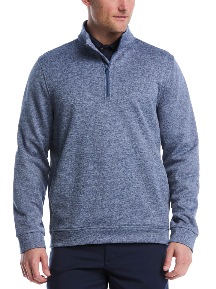 Mini Argyle Quilted Knit 1/4 Zip Golf Shirt (Bl Horizon Htr) 