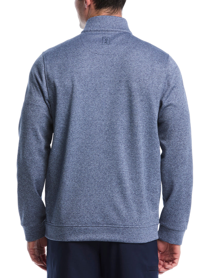 Mini Argyle Quilted Knit 1/4 Zip Golf Shirt (Bl Horizon Htr) 