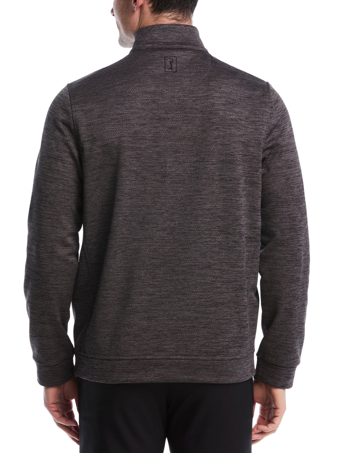 Mini Argyle Quilted Knit 1/4 Zip Golf Shirt (Caviar Heather) 