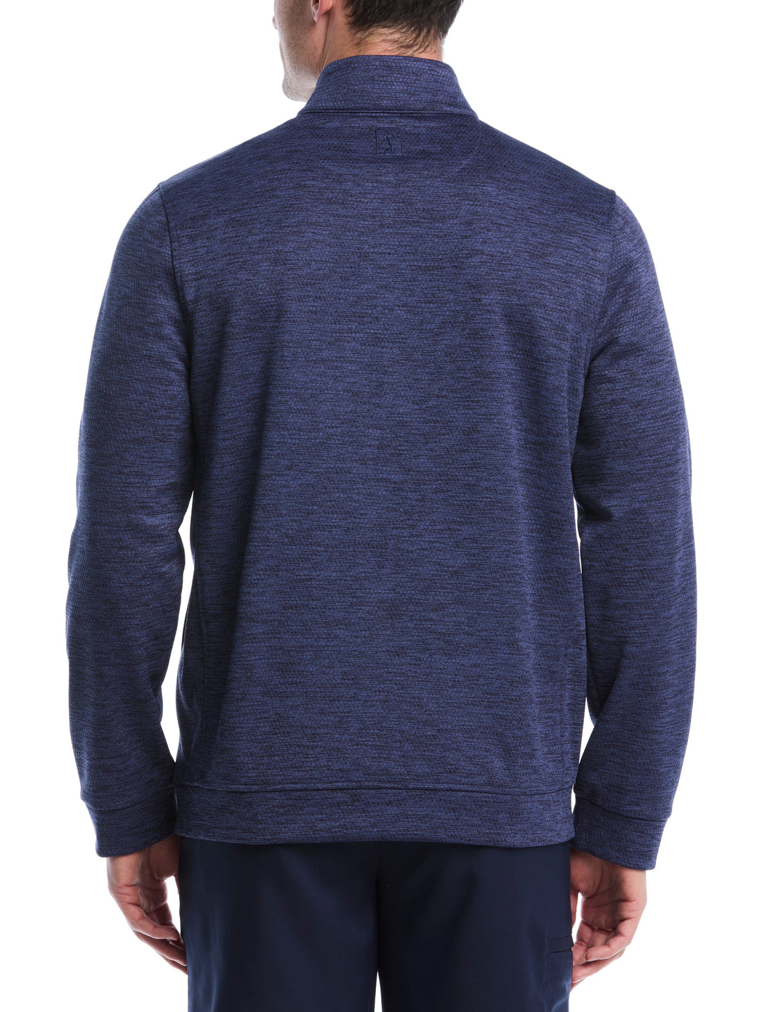 Mini Argyle Quilted Knit 1/4 Zip Golf Shirt (Peacoat Heather) 