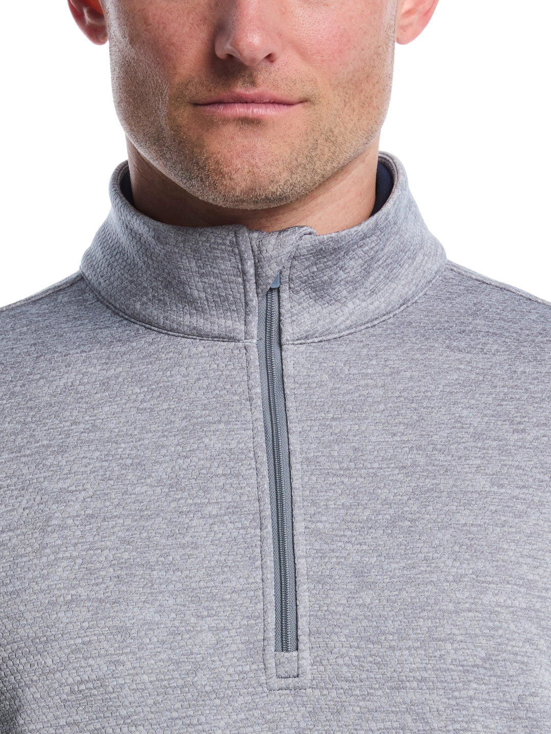 Mini Argyle Quilted Knit 1/4 Zip Golf Shirt (Tradedawn Htr) 