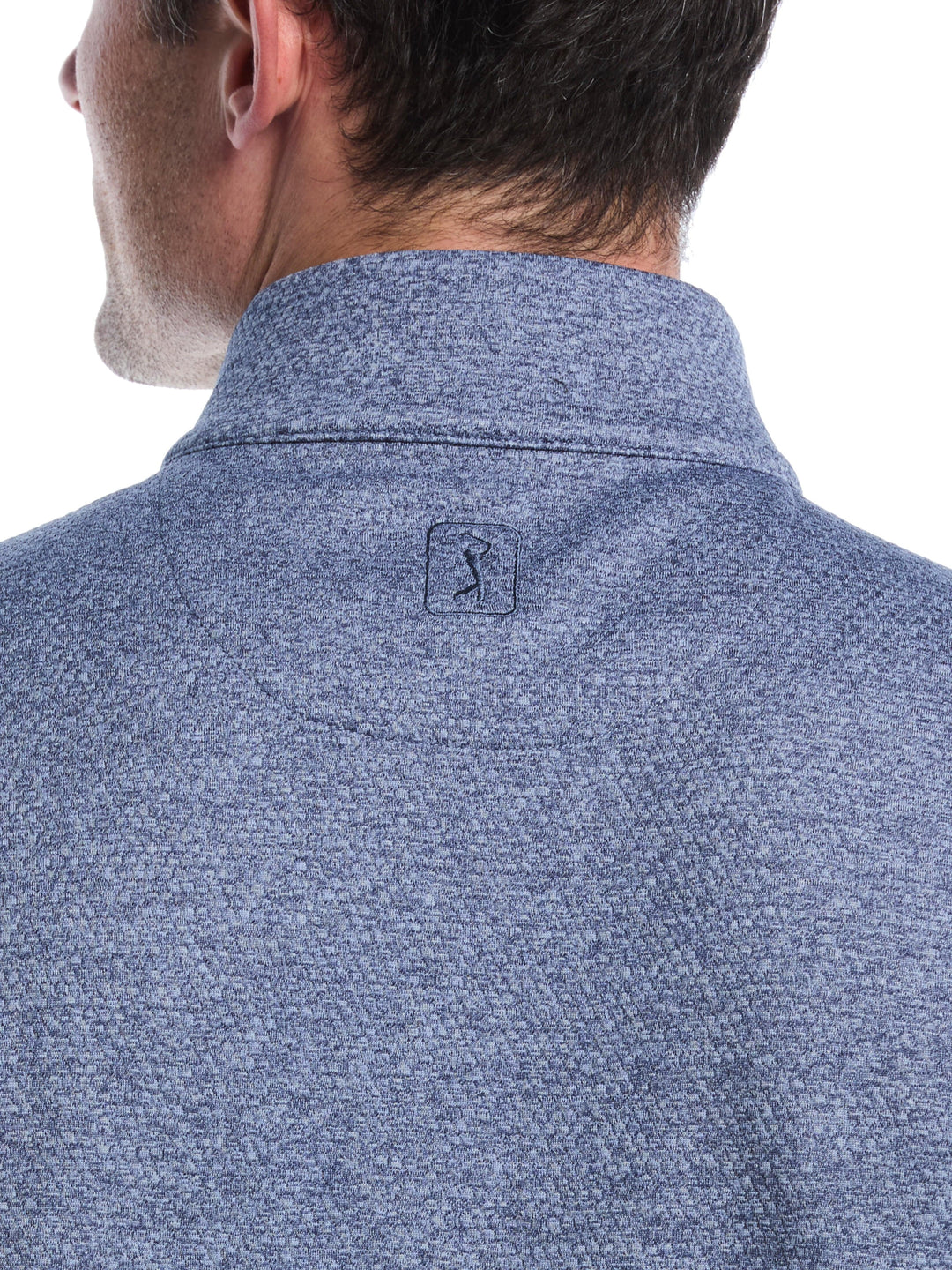 Mini Argyle Quilted Knit 1/4 Zip Golf Shirt (Bl Horizon Htr) 