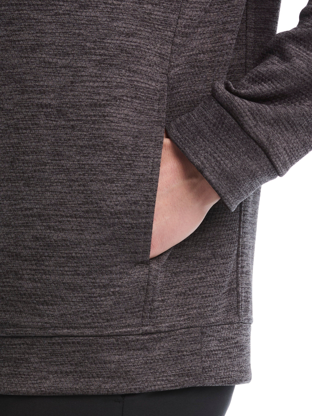 Mini Argyle Quilted Knit 1/4 Zip Golf Shirt (Caviar Heather) 