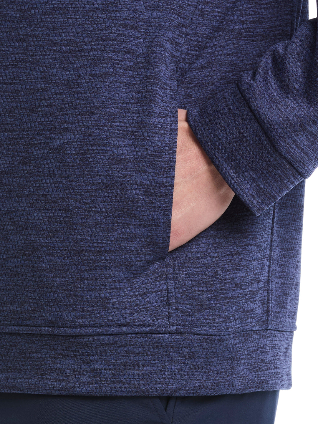 Mini Argyle Quilted Knit 1/4 Zip Golf Shirt (Peacoat Heather) 