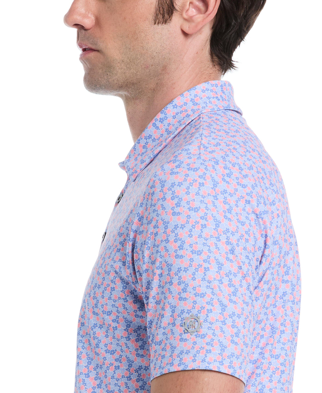 Mini Floral Print Golf Polo (Cornflower Blue) 