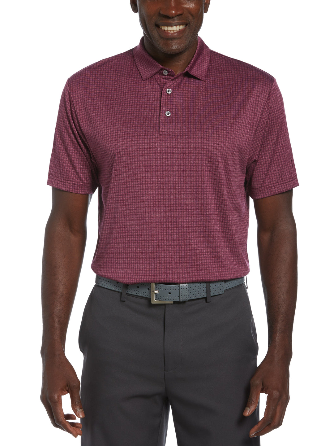 Mini Windowpane Heathered Golf Polo (Plum Caspia Heather) 