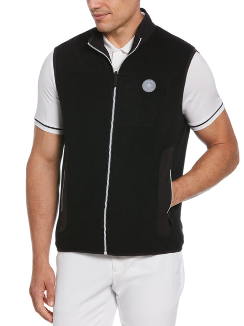 Mixed Media Reversible Fleece Vest (Caviar) 