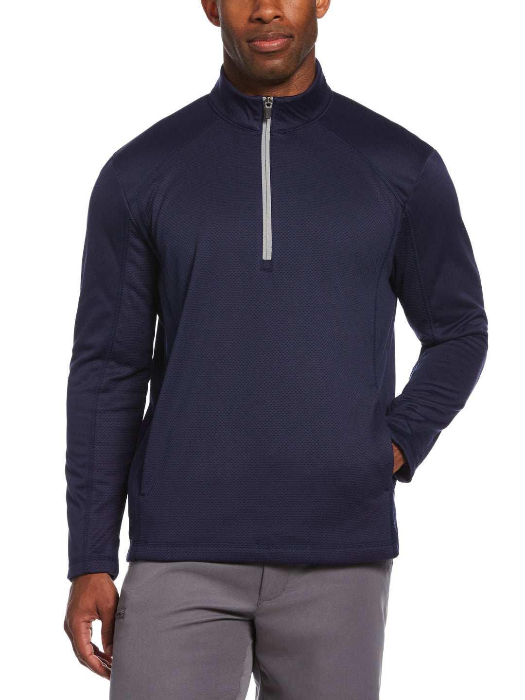Men's Mixed Texture Fleece Quarter Zip Golf Jacket