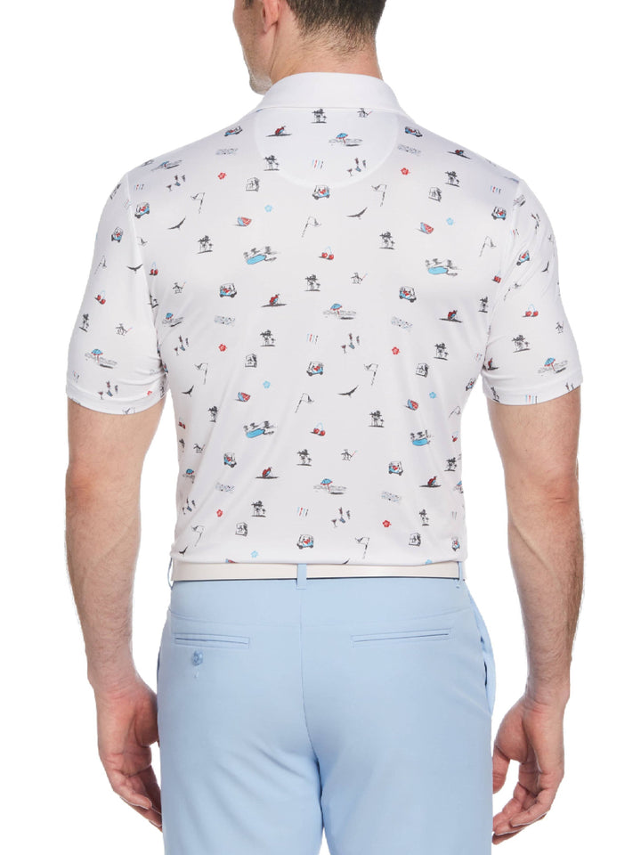 Men's Novelty Golf Print Short Sleeve Golf Polo Shirt