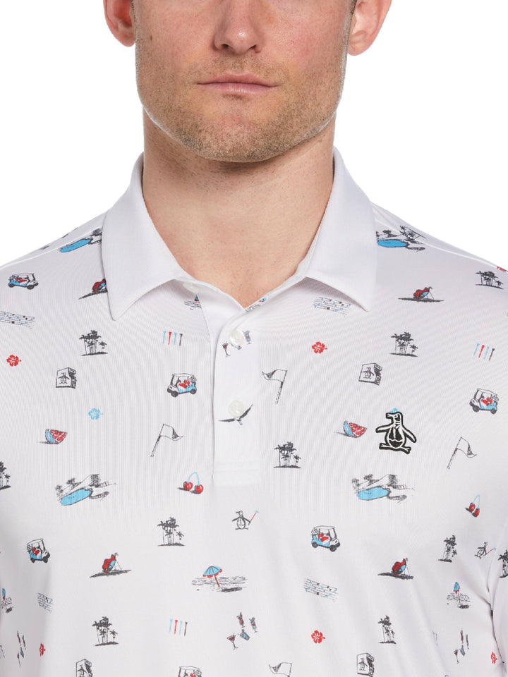 Men's Novelty Golf Print Short Sleeve Golf Polo Shirt
