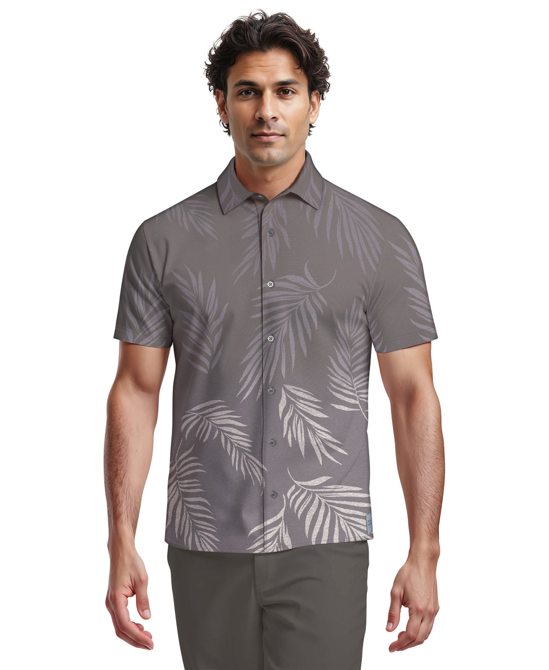 Ombre Botanical Print Woven Golf Shirt (Tradewinds) 