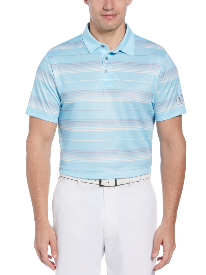 Ombre Stripe Print Golf Polo (Tanager Turquoise) 