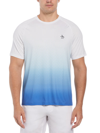 Ombre Tennis Ball Performance Short Sleeve Tennis T-Shirt (Bright White) 