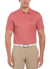 Original Geometric Print Short Sleeve Golf Polo Shirt (Poinsettia) 