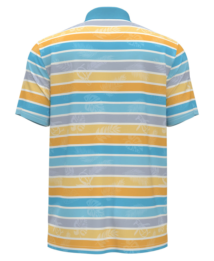 Original Resort Stripe Print Golf Polo (Aquarius) 