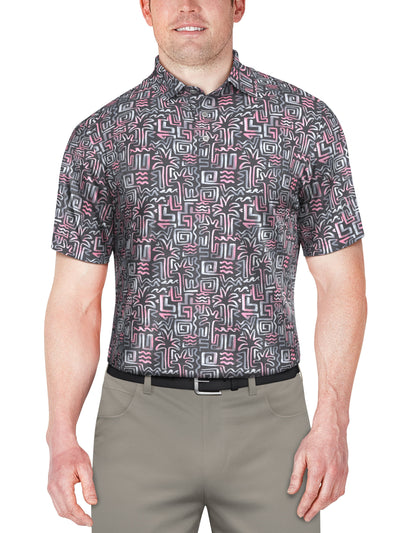 SHORT SLEEVE PALM CONVERSATIONAL PRINT POLO (Iron Gate) 