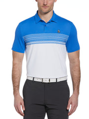 Penguin Stripe Block Print Short Sleeve Golf Polo Shirt (Nebulas) 