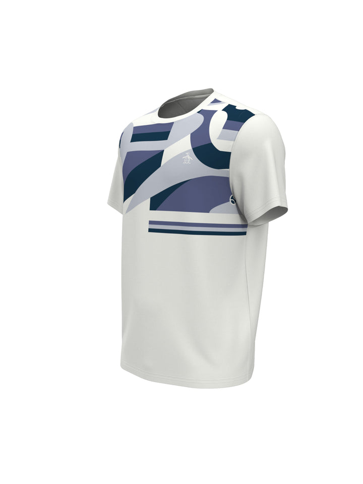 Performance Abstract Color Block Tennis Tee  (Bright White) 