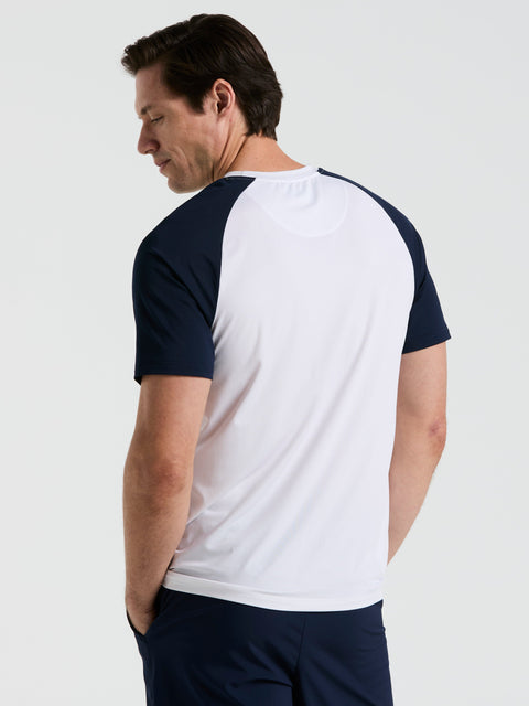 Performance Core Blocked Tennis Tee  (Bright White) 