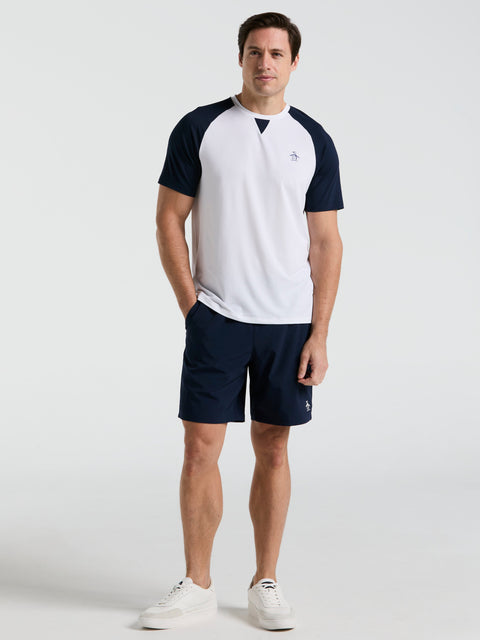 Performance Core Blocked Tennis Tee  (Bright White) 